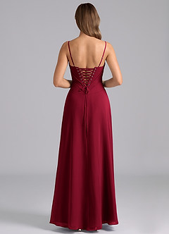 Azazie Valentine Bridesmaid Dresses Burgundy A-Line Corset Chiffon Dress image2