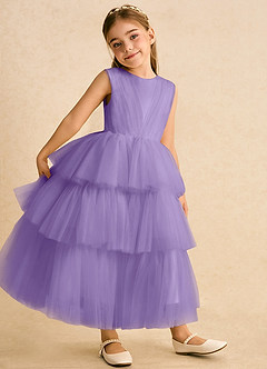 Azazie Marshmallow Flower Girl Dresses Tahiti Ball-Gown Bow Tulle Dress image4