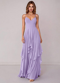 Azazie Zaina Bridesmaid Dresses Lilac A-Line Chiffon Dress image4