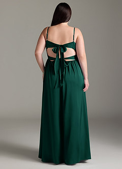 Azazie Zeya Bridesmaid Dresses Emerald A-Line Pleated Stretch Satin Dress image10