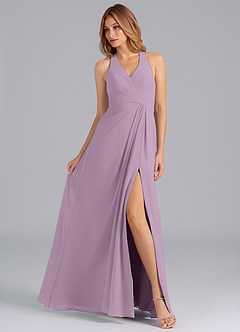 Azazie Dorota Bridesmaid Dresses Wisteria A-Line Pleated Chiffon Dress image4
