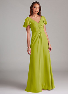 Azazie Soren Bridesmaid Dresses Lemongrass A-Line Ruched Chiffon Dress image1