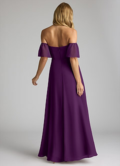Azazie Sue Bridesmaid Dresses Grape A-Line Off the Shoulder Chiffon Convertible Dress image4
