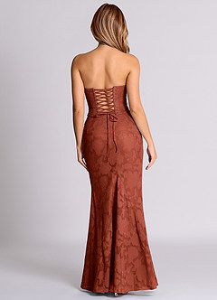 Azazie Sorrel Abiti da Damigella Abito Convertibile Sirena in Burnout Floreale Corsetto Terracotta image2