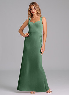 Azazie Denice Bridesmaid Dresses Eucalyptus Sheath Pleated Velvet Dress image4