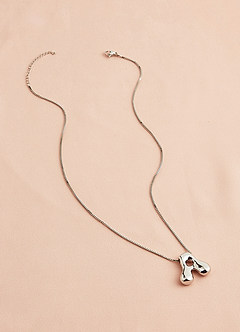 front Bubble Letter Pendant Necklace