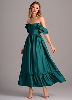 Azazie Anaya Bridesmaid Dresses Peacock A-Line Sweetheart Neckline Stretch Satin Convertible Dress image3