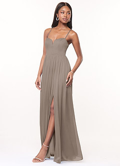 Azazie Marsol Brautjungfernkleider A-Linie Korsett Gittergewebe Kleid Taupe image3