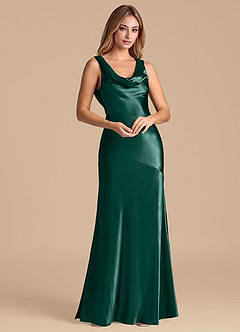 Azazie Rylina Brautjungfernkleider Meerjungfrau-Linie Metallischer Satin Kleid Kiefer image4