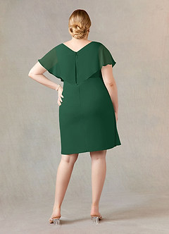 Azazie Julia vestidos de madre de la novia Vestido de Verde Oscuro de Gasa de Recto con Cuello en V Plisado image7