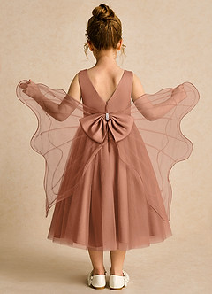 Azazie Pear Abiti da Ragazza di Fiori Abito Principessa in Tulle Fiocco Bronzo image1