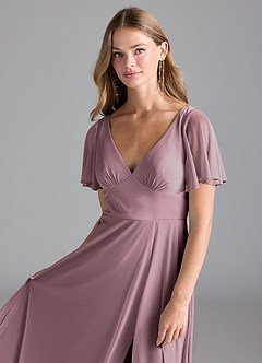 Azazie Kimber Final Sale Agave A-Line with Pockets Mesh Dress image11