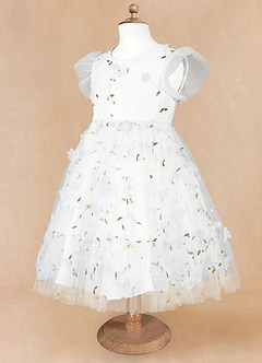 Azazie Alisia Flower Girl Dresses Ivory A-Line Pleated Tulle Dress image9