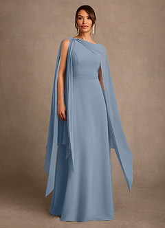 Azazie Liddie Mother of the Bride Dresses Dusty Blue A-Line Pleated Chiffon Dress image1