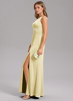 Azazie Phaedra Brudtärnklänningar Klä av A-Linje i Stretch Satin Ena axeln Citronsorbet image11