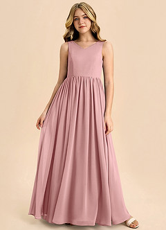 Azazie Hathaway Junior Dusty Rose A-Line Bow Chiffon Dress image3