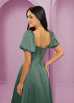 Barbie ♥ Azazie Robes de demoiselle d'honneur Robe Trapèze en Satin extensible Rayé Eucalyptus image6