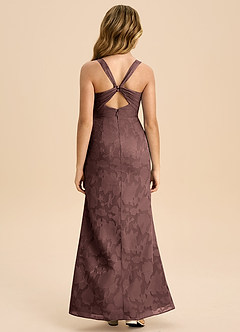 Azazie Mero Junior Etui Plissee Blumen-Burnout Kleid Espresso image8