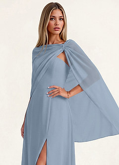 front Azazie Matching Long Flowing Chiffon Cape