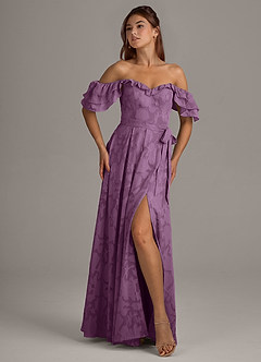 Azazie Aricella Bridesmaid Dresses Wisteria A-Line Corset Floral Burnout Dress image7
