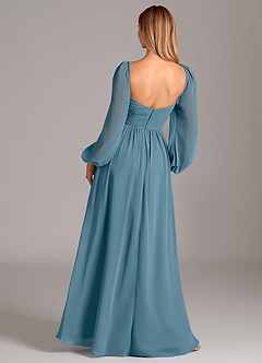Azazie Alia Robes de demoiselle d'honneur Robe Trapèze en Mousseline de soie Manche longue Bermude image4