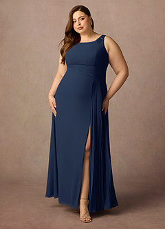 Azazie Galvan Mother of the Bride Dresses Dark Navy A-Line Sequins Chiffon Dress image6
