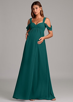 Azazie Rhea Maternity Bridesmaid Dresses A-Line Pleated Chiffon Floor-Length Dress image4