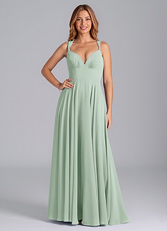 Azazie Darana Bridesmaid Dresses Agave A-Line Corset Chiffon Dress image1