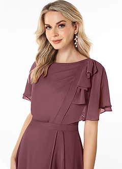 Azazie Aaliyah Modest Bridesmaid Dresses A-Line Scoop Pleated Chiffon Floor-Length Dress image5