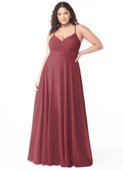 Azazie Avelina Bridesmaid Dresses Merlot A-Line V-Neck Pleated Chiffon Dress image6