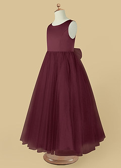 Azazie Muni Flower Girl Dresses Cabernet A-Line Bow Tulle Dress image4