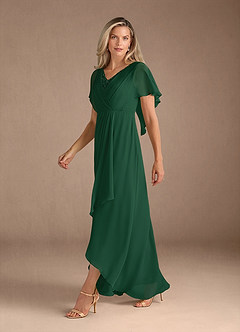 Azazie Eliza Mother of the Bride Dresses Dark Green A-Line V-Neck Pleated Chiffon Dress image8