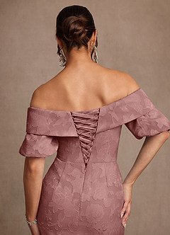 Azazie Golda Klänningar till brudens mor Klänning Tubklänning i Blommig Utbrändhet Off the shoulder Dammig Ros image6