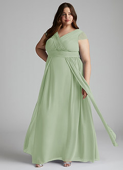 Azazie Organa Bridesmaid Dresses Dusty Sage A-Line Pleated Chiffon Dress image7