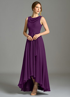 Azazie Wonderland Brudtärnklänningar Klä av A-Linje i Chiffong Plisserad Druva image3