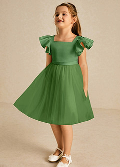 Azazie Kaeya Flower Girl Dresses Basil A-Line Bow Tulle Dress image4