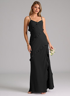 Azazie Nancie Bridesmaid Dresses Black Mermaid Ruched Chiffon Dress image4