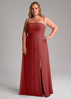 Azazie Wren Bridesmaid Dresses Rust A-Line Side Slit Chiffon Convertible Dress image14