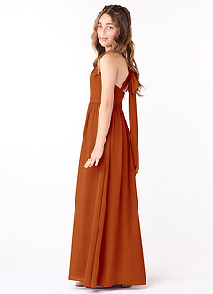 Azazie Jaylah Junior Paprika A-Line Ruched Chiffon Dress image3