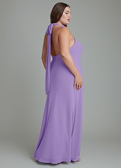Azazie Velli Vestidos de damas de honor Vestido Tahití de Gasa de Corte Sirena con Cuello alto image13