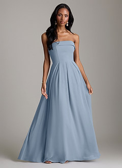 Azazie Lucienne Bridesmaid Dresses Dusty Blue A-Line Strapless Chiffon Convertible Dress image1