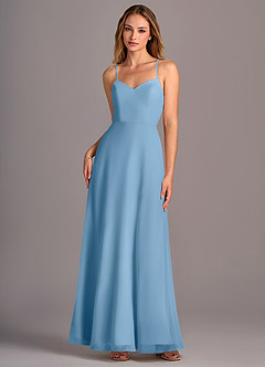Azazie Mei Abiti da Damigella Abito A-Line in Chiffon Blu Acciaio image1