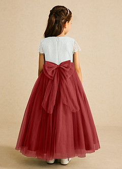 Azazie Bumblebee Robe Demoiselle D'honneur Fillette Robe Trapèze en Tulle Dentelle Ivoire Rouille image3