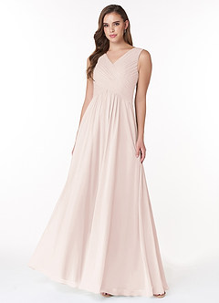 Azazie Flora Jurken voor bruidsmeisjes Jurk van Chiffon met A-Lijn Geplooid Rozenblaadje image1