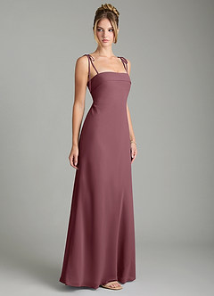 Azazie Ellia Bridesmaid Dresses Sangria Sheath Bow Chiffon Dress image4