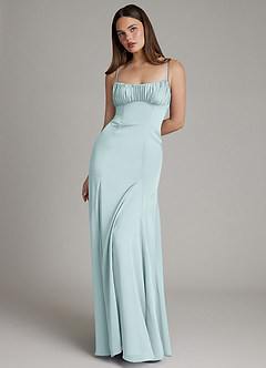 Azazie Avira Suknie dla druhen Syrena Satyna elastyczna Do ziemi Sukienka image5