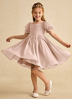 Azazie Jolie Flower Girl Dresses English Rose A-Line with Sleeves Chiffon Dress image3