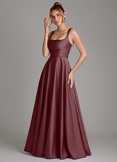 Azazie Azaria Robes de demoiselle d'honneur Robe Trapèze en Satin extensible Corset Sangria image3