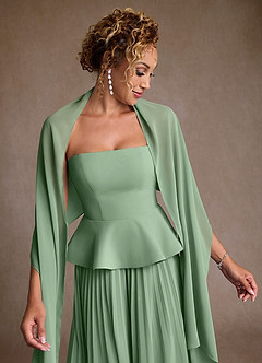 Azazie Josabeth Final Sale Matcha A-Line Pleated Chiffon Dress image7