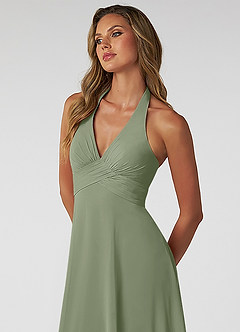 Azazie Tessie Brautjungfernkleider A-Linie Plissee Chiffon Kleid Pistazie image5